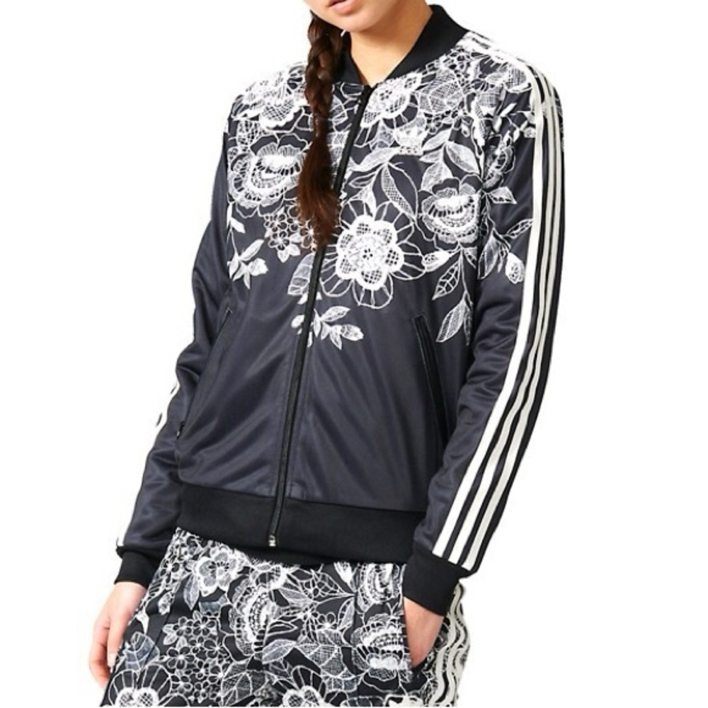 Adidas Black White Florido Rose Jacket Medium Women’s BJ8403